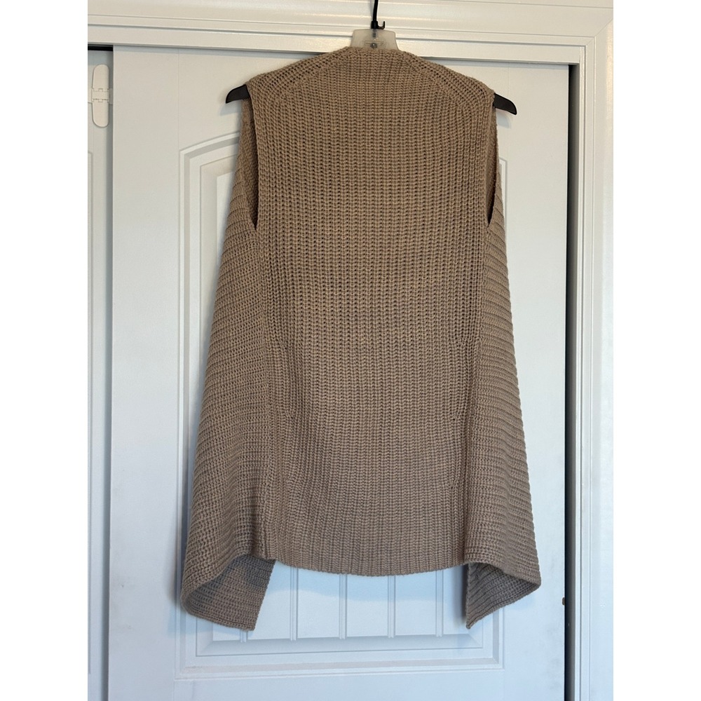 NWOT Cremieux Womens Tan Ribbed Knit Wool Blend Open Front Cardigan Vest XS - Picture 5 of 7